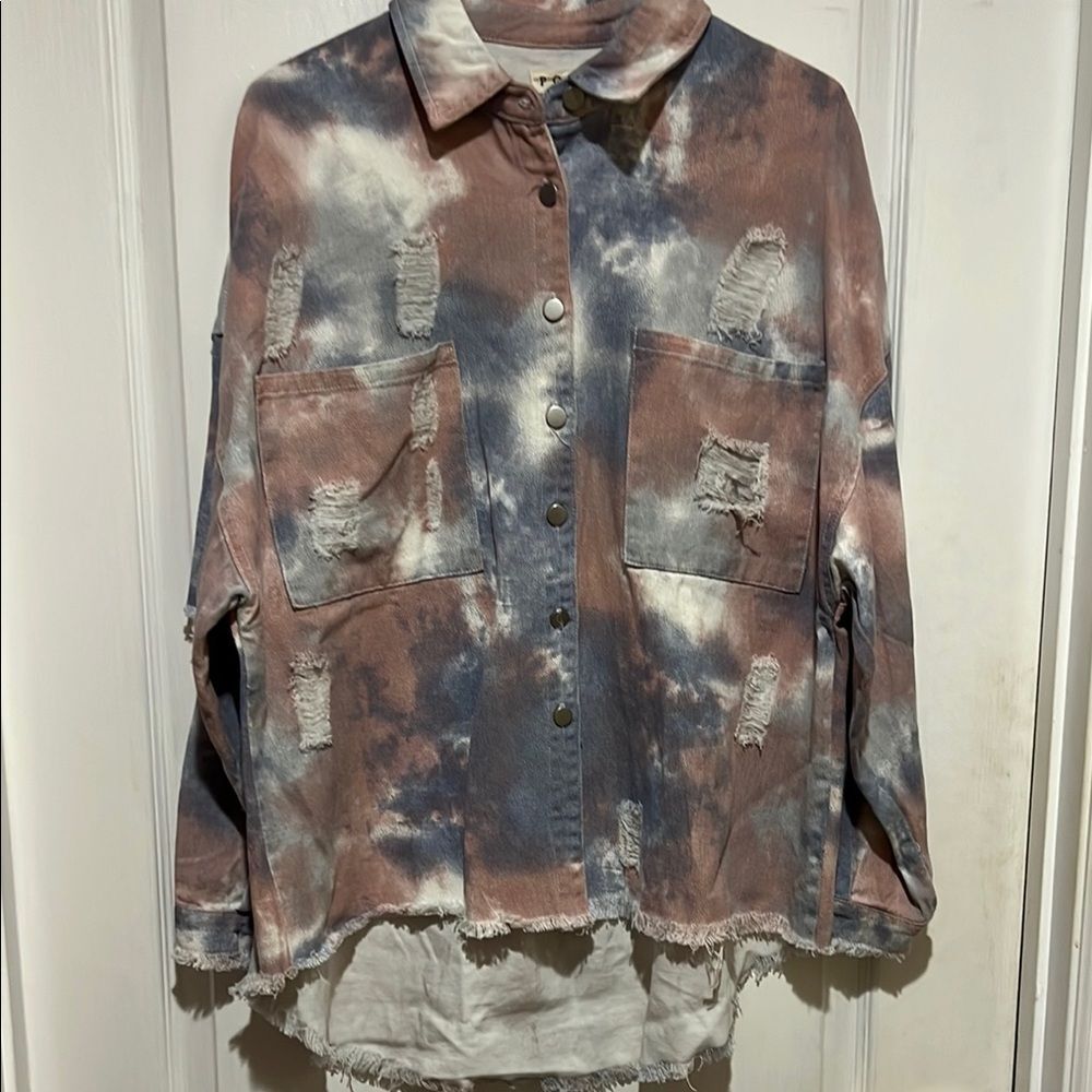 POL oversized Tie-Dye Button Down Shirt